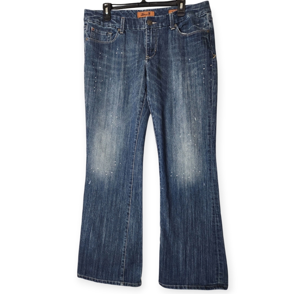 SEVEN7 Paint Spatter Y2K Boho 5 Pocket Bootcut Jeans Size 32x32